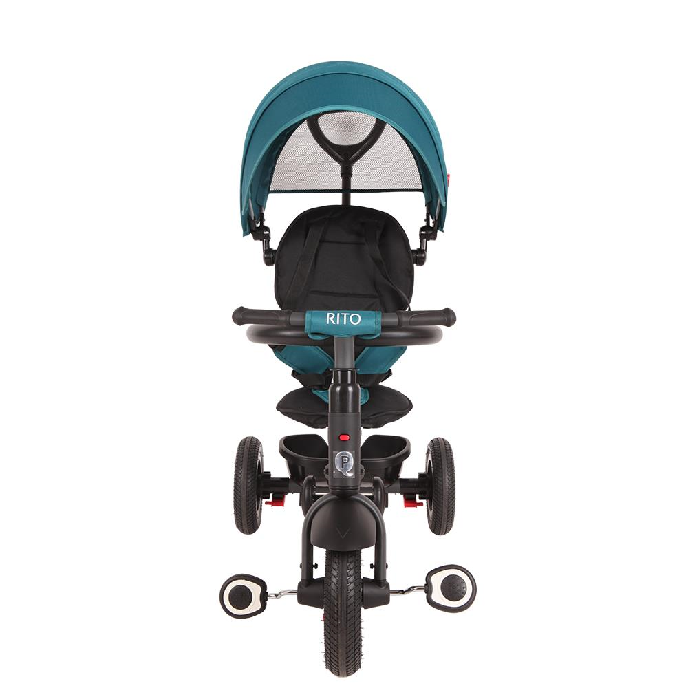 Tricicleta cu roti de cauciuc Qplay Rito Rubber Albastru Deschis - gogobaby.ro