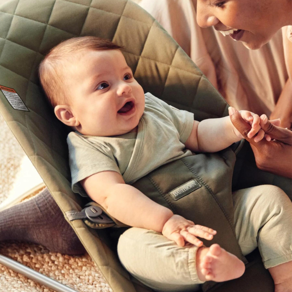 BabyBjorn - Balansoar Bliss Dark Green din tesatura matlasata cu aspect Clasic