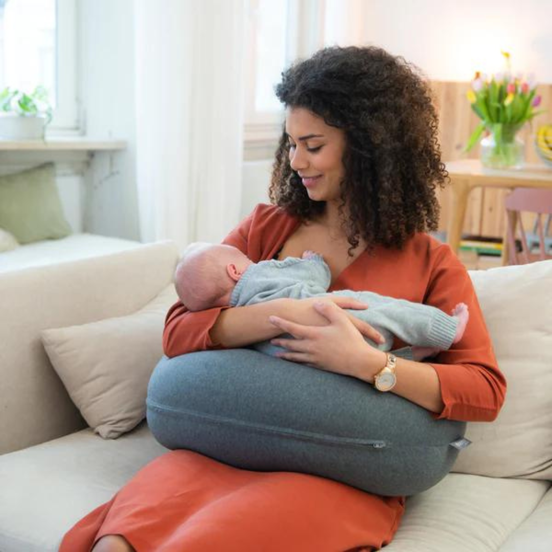 Doomoo - Perna mare pentru gravide si bebelusi 3 in 1, bumbac organic Buddy Chine Anthracite - gogobaby.ro