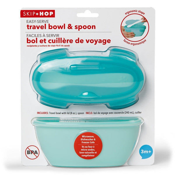 Skip Hop - Set de calatorie pentru hranire (bol + lingurita) - Soft turcoaz