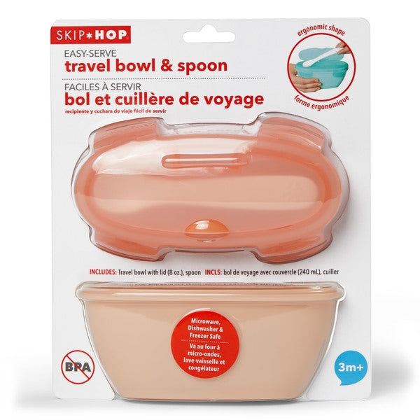 Skip Hop - Set de calatorie pentru hranire (bol + lingurita) - Soft coral