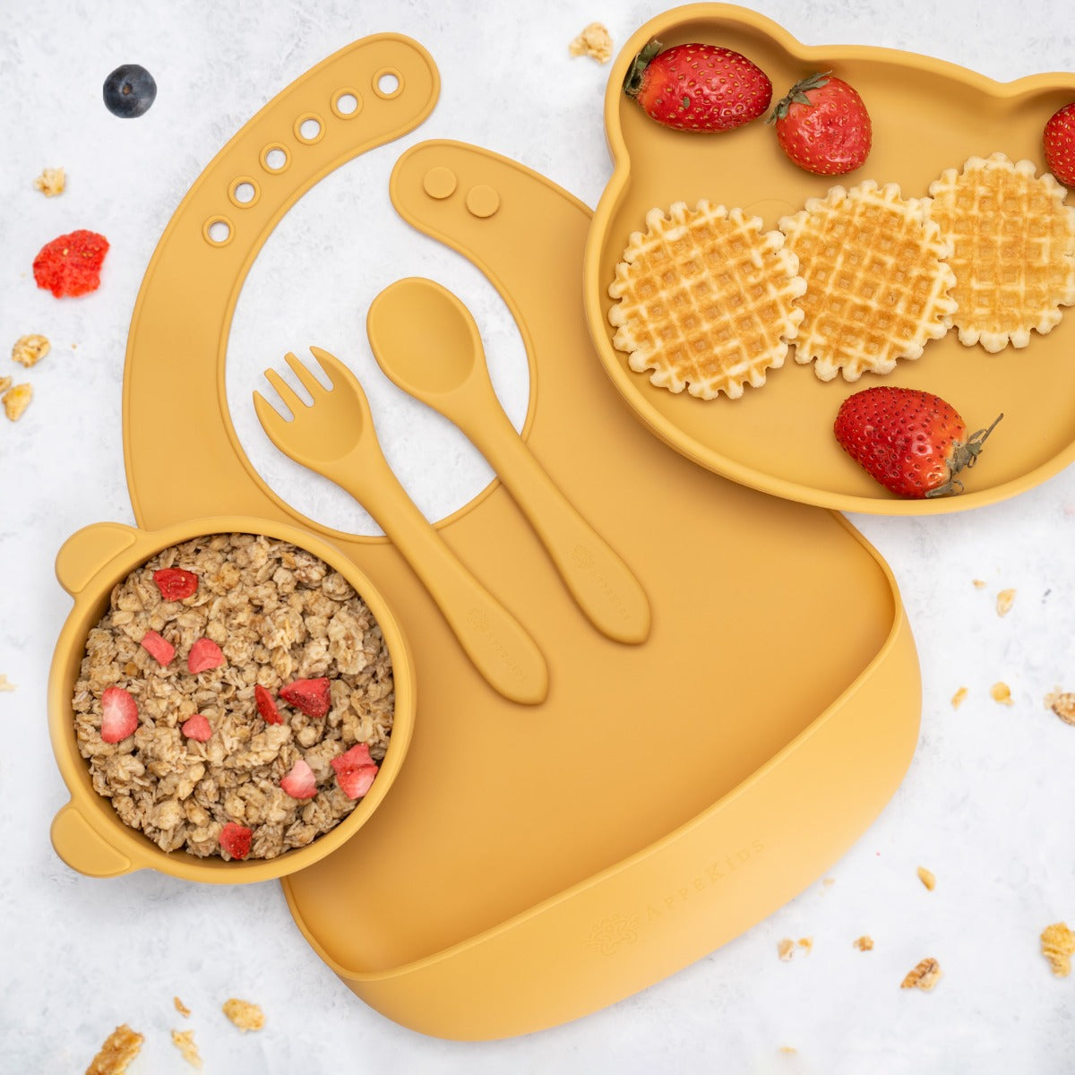 Set Diversificare, AppeKids, 100% Silicon, Panda - Honey - gogobaby.ro