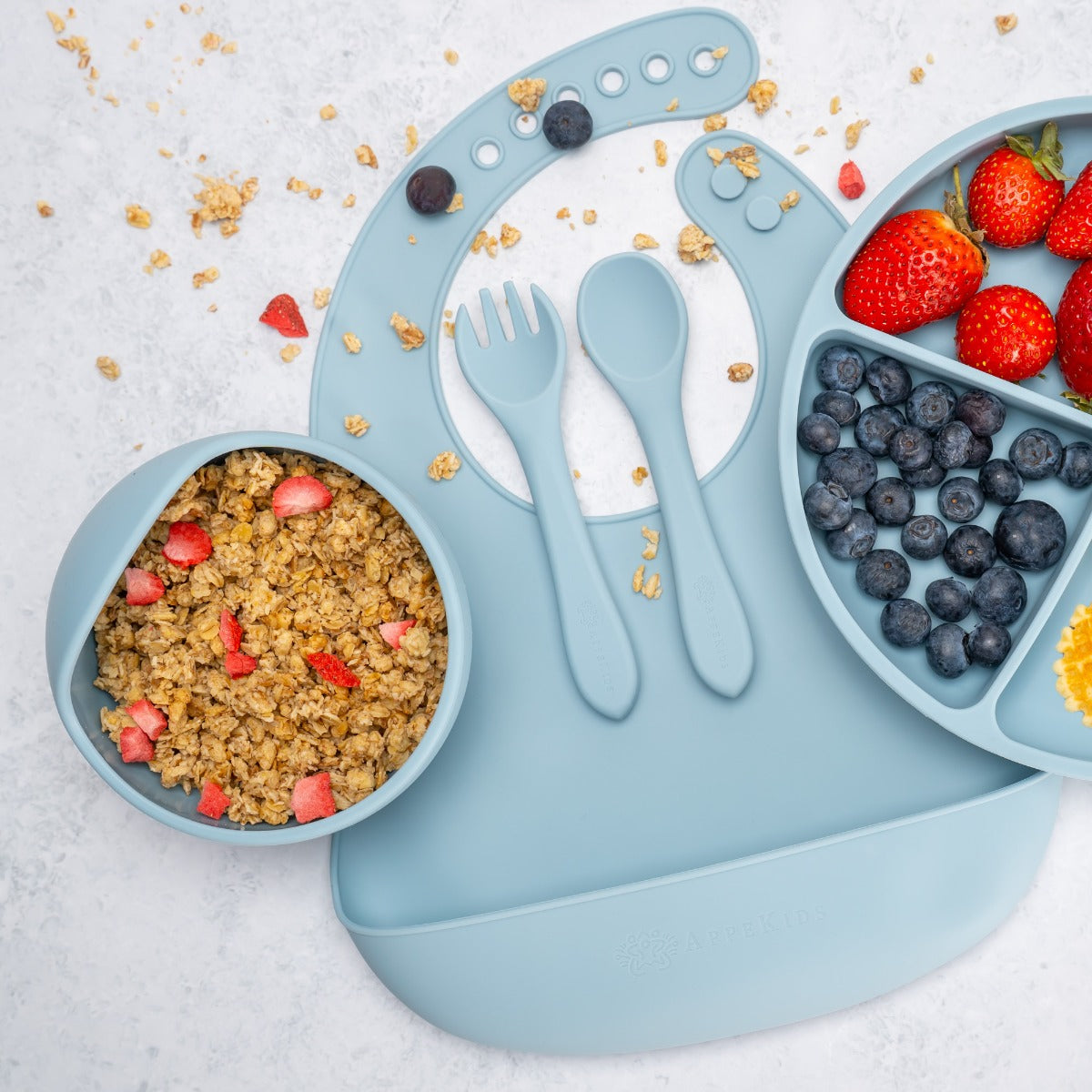 Set Diversificare, AppeKids, 100% Silicon, Classic - Aqua Blue - gogobaby.ro