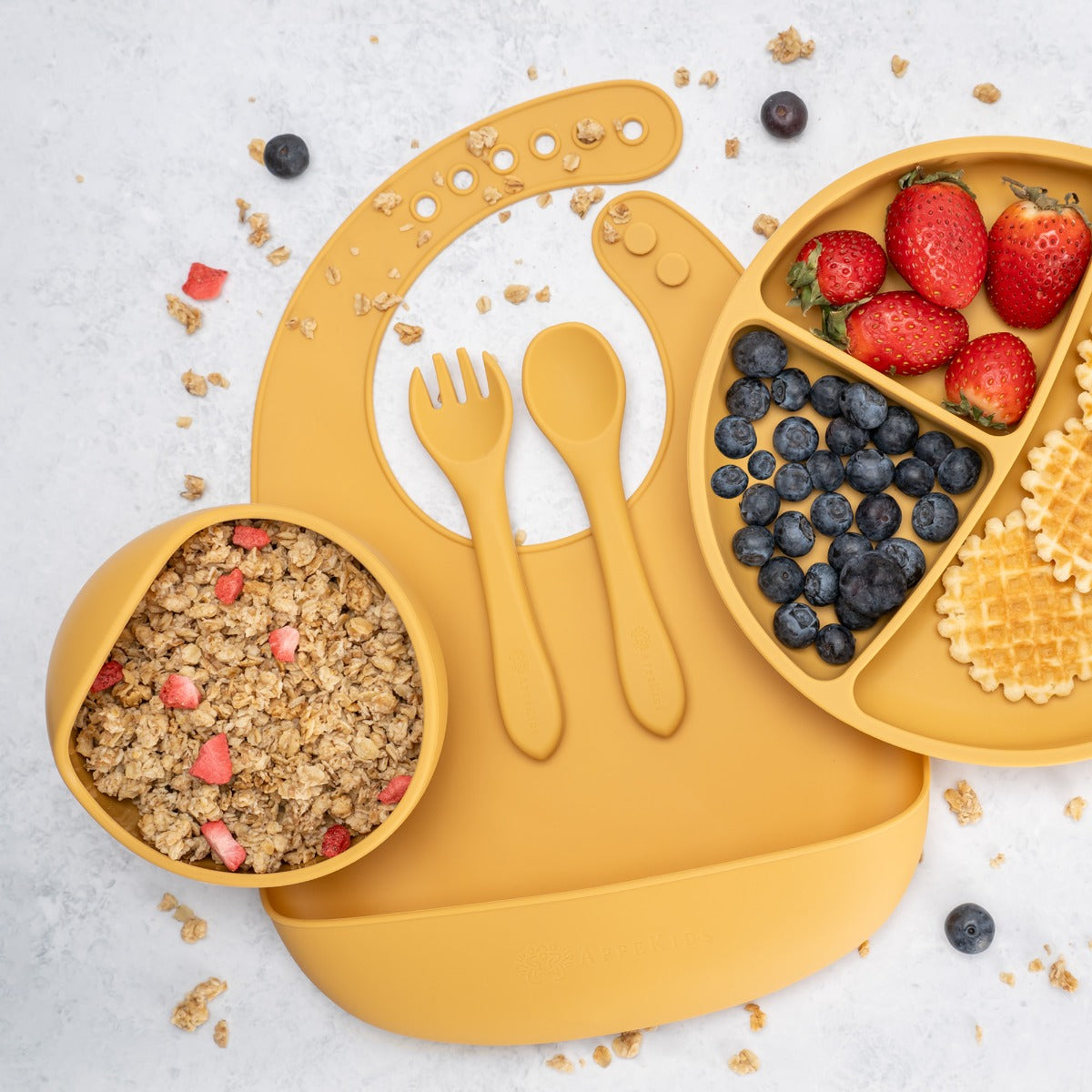 Set Diversificare, AppeKids, 100% Silicon, Classic - Honey - gogobaby.ro