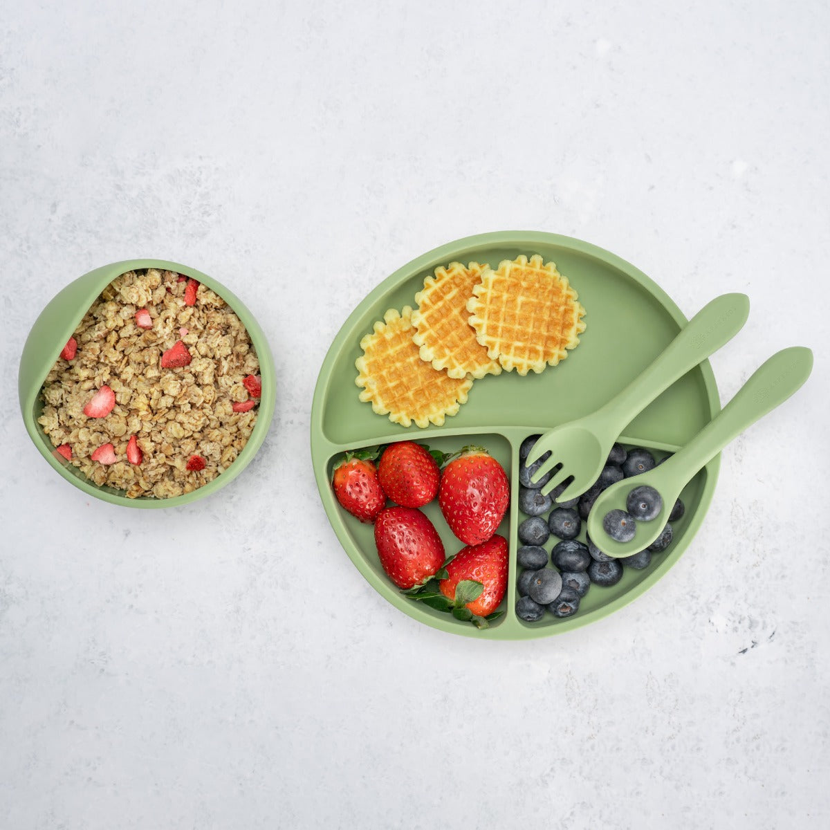 Set Diversificare, AppeKids, 100% Silicon, Basic - Raw Green - gogobaby.ro