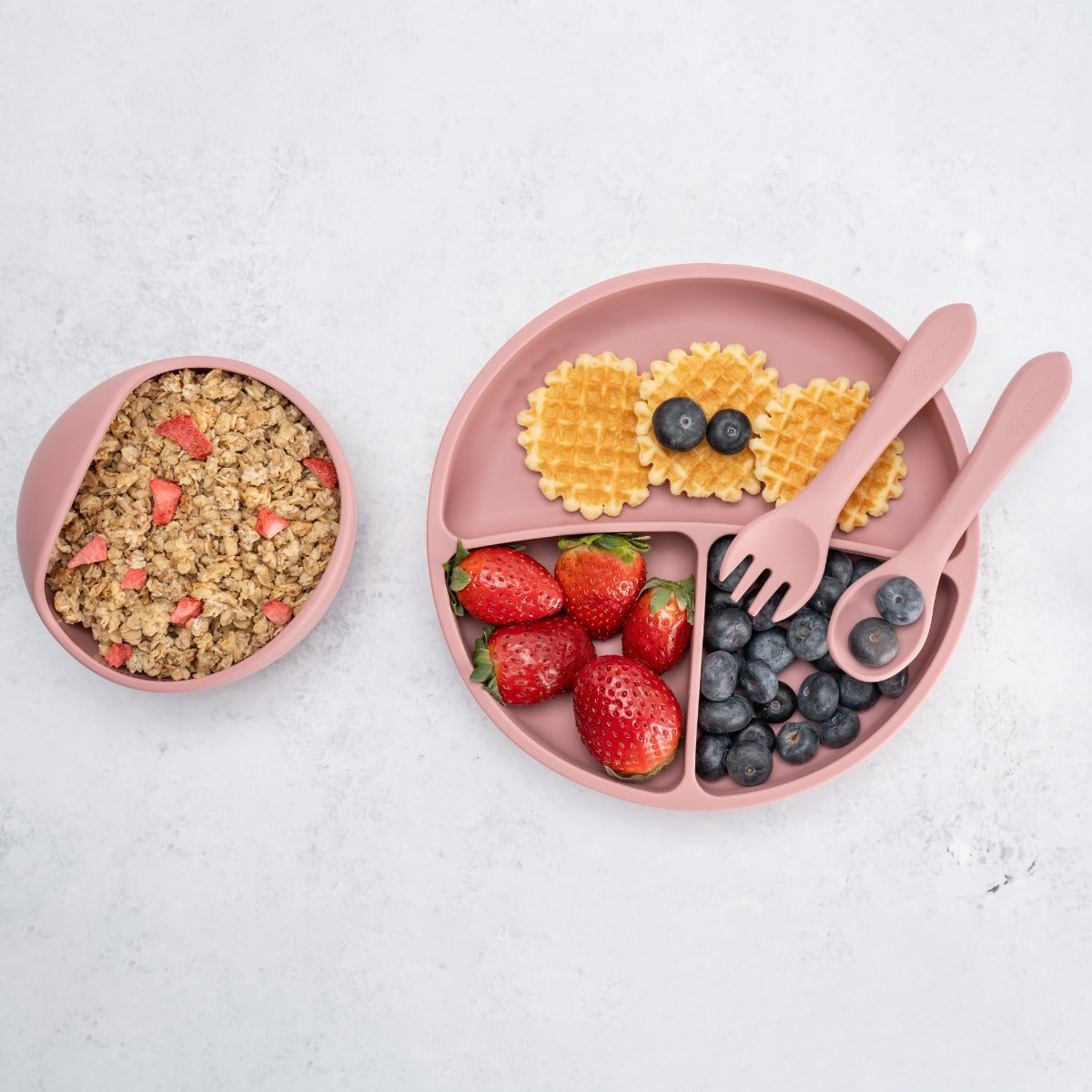 Set Diversificare, AppeKids, 100% Silicon, Basic - Old Rose - gogobaby.ro