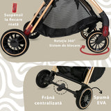 Carucior Sport AppeKids – Upp – Ultracompact, Pliere automata, De la nastere la 22kg - River Green