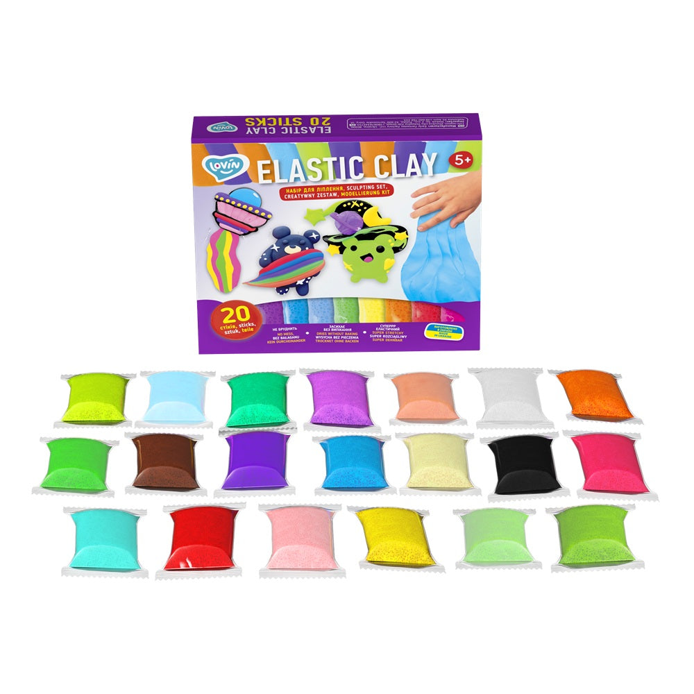 Set de creatie cu argila usoara 20 buc, Lovin - Elastic Clay - gogobaby.ro