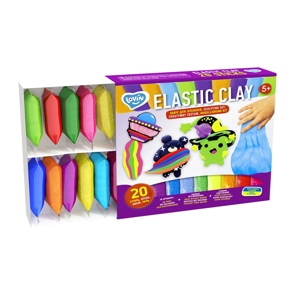 Set de creatie cu argila usoara 20 buc, Lovin - Elastic Clay - gogobaby.ro