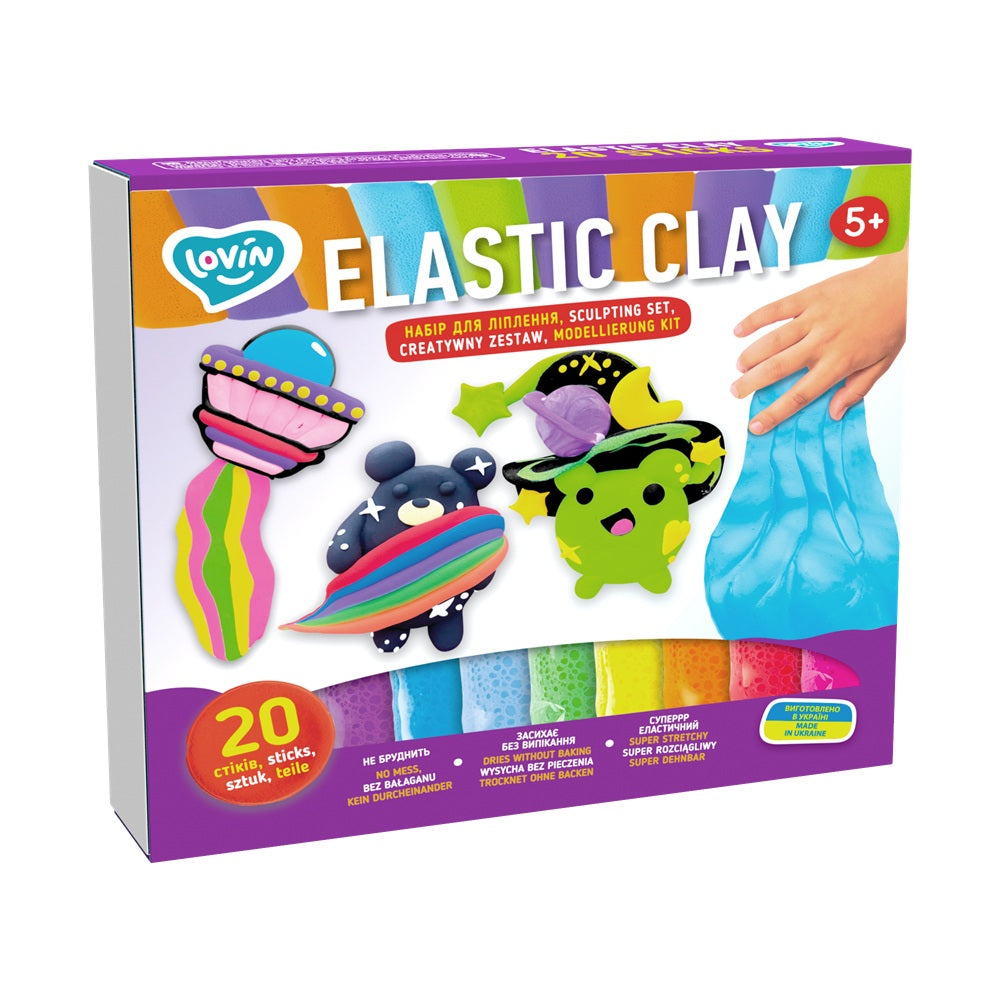 Set de creatie cu argila usoara 20 buc, Lovin - Elastic Clay - gogobaby.ro