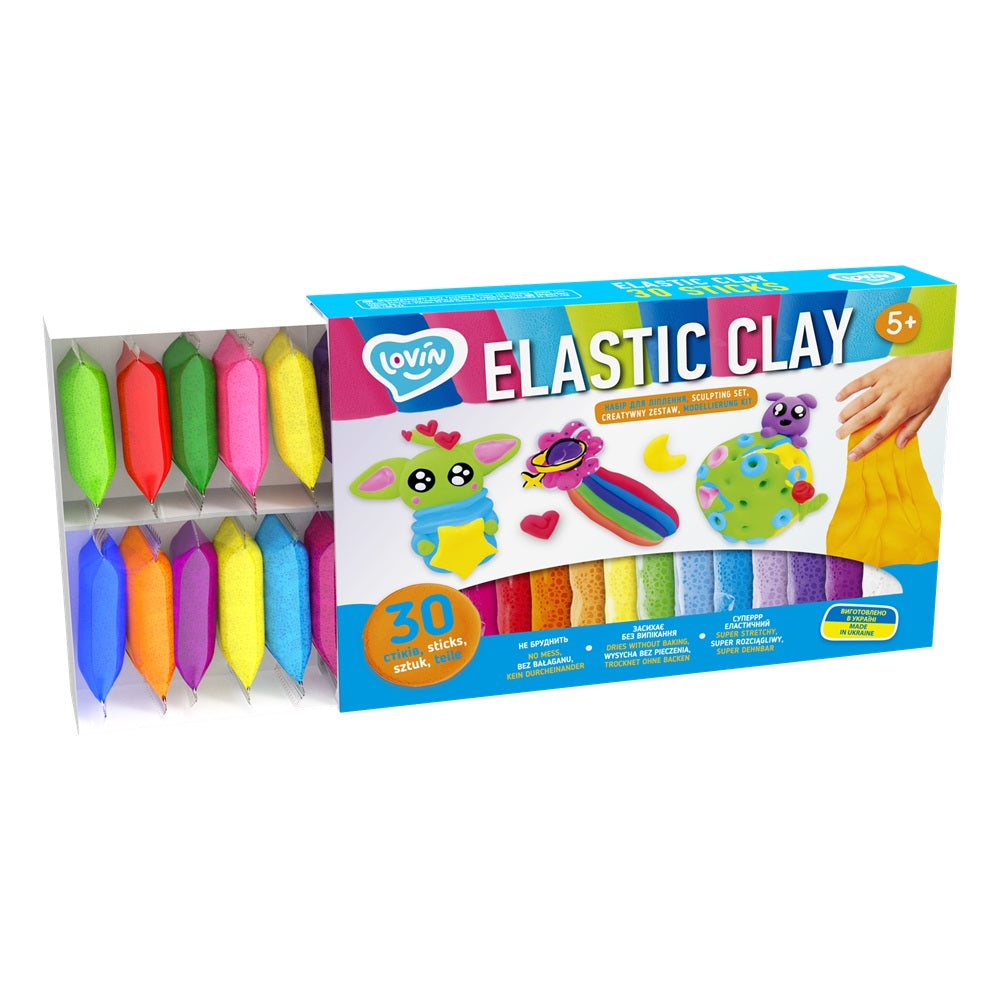 Set de creatie cu argila usoara 30 buc, Lovin - Elastic Clay - gogobaby.ro