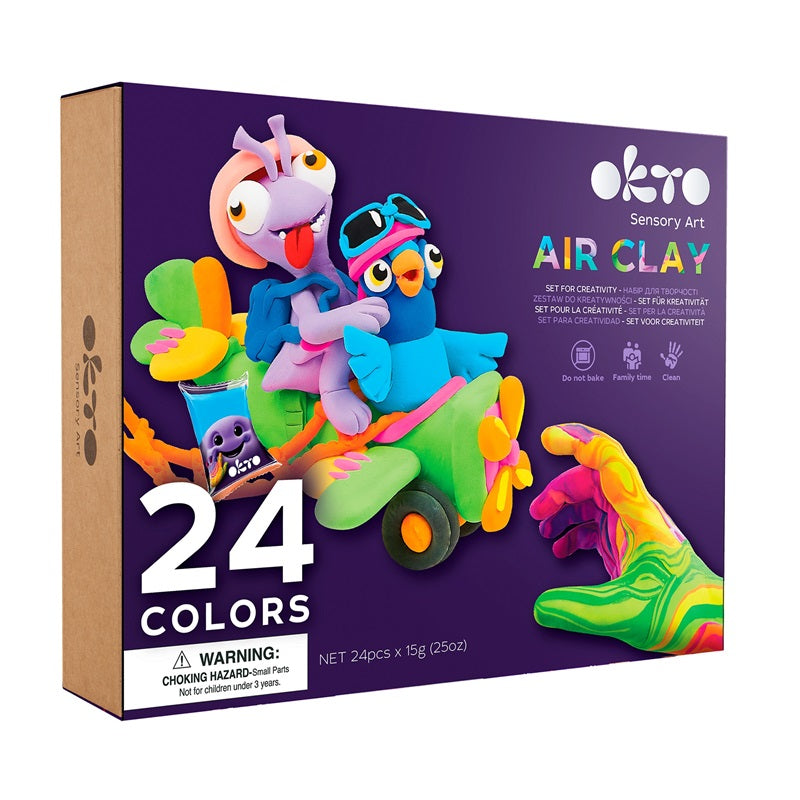 Set de Creatie Air Clay, Okto, 24 culori - gogobaby.ro