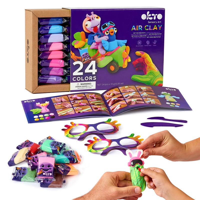 Set de Creatie Air Clay, Okto, 24 culori - gogobaby.ro