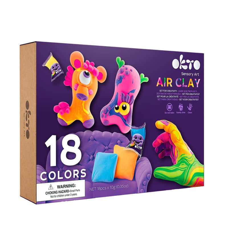 Set de Creatie Air Clay, Okto, 18 culori - gogobaby.ro