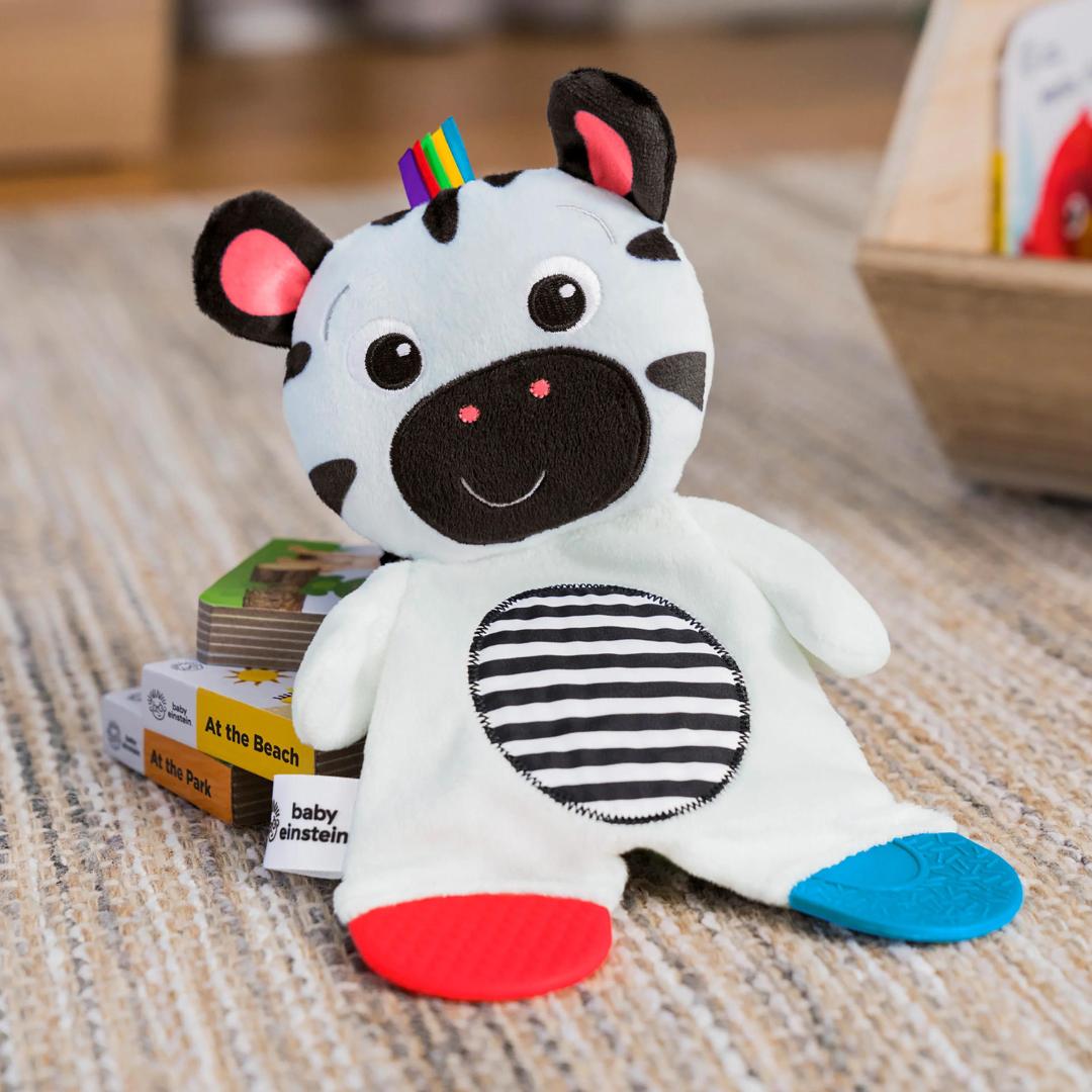 Bright Starts - Jucarie de dentitie din plus pentru bebelusi Zebra Zen - gogobaby.ro