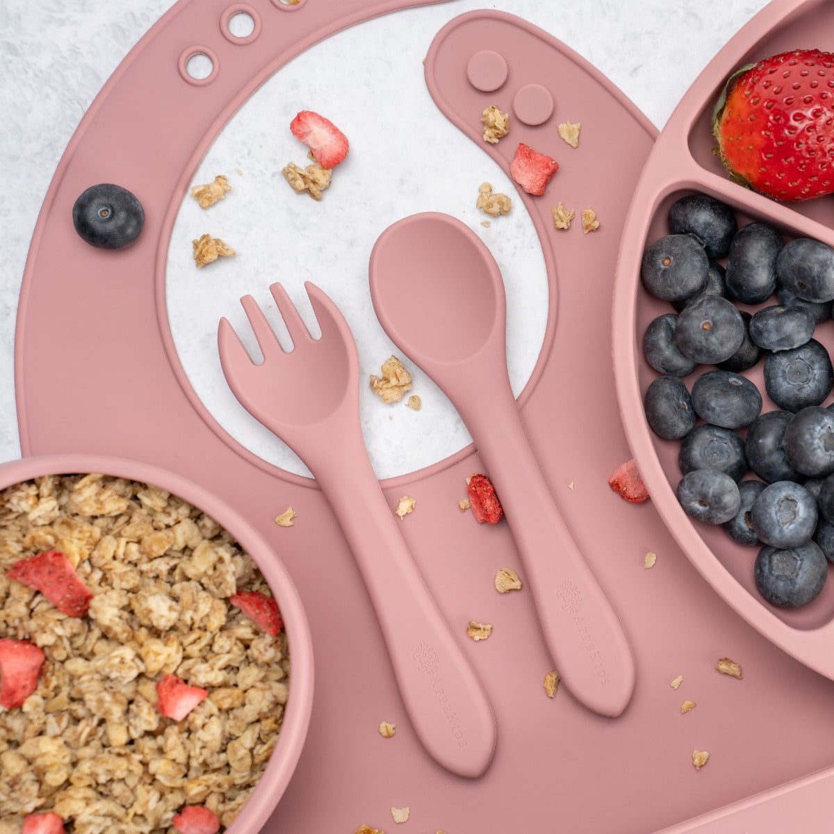 Set Diversificare, AppeKids, 100% Silicon, Classic - Old Rose - gogobaby.ro