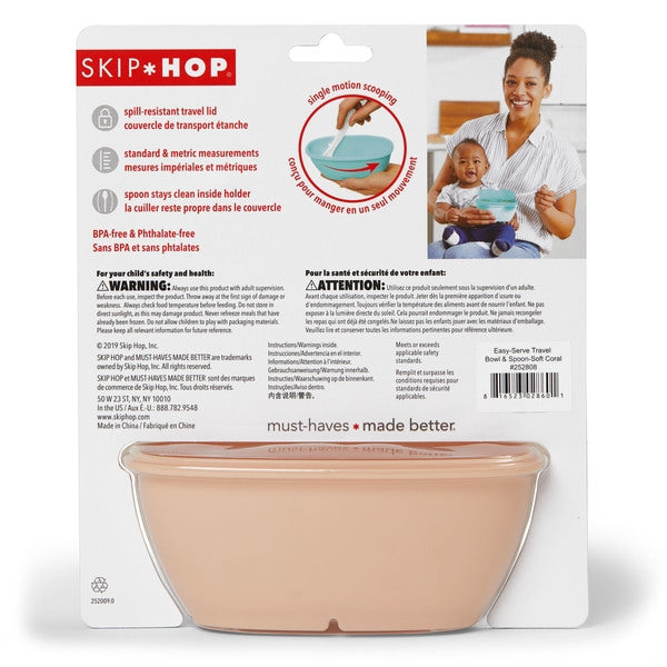 Skip Hop - Set de calatorie pentru hranire (bol + lingurita) - Soft coral