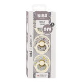 BIBS x Liberty - Set 3 suzete Colour Latex, tetina rotunda, simetrica & anatomica 0 luni + Ivory Eloise