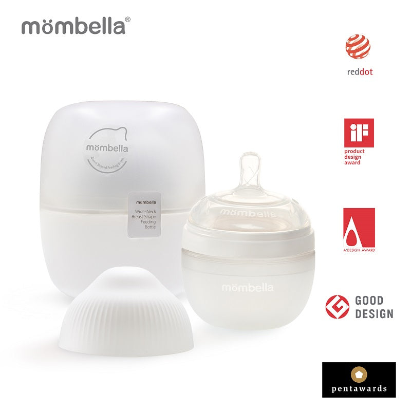 Biberon Anticolici Mombella Breast-Like, 120ml, Tetina S flux lent, 100% Silicon, Ivory - gogobaby.ro