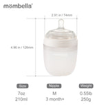 Biberon Anticolici Mombella Breast-Like, 210ml, Tetina M flux mediu, 100% Silicon, Ivory