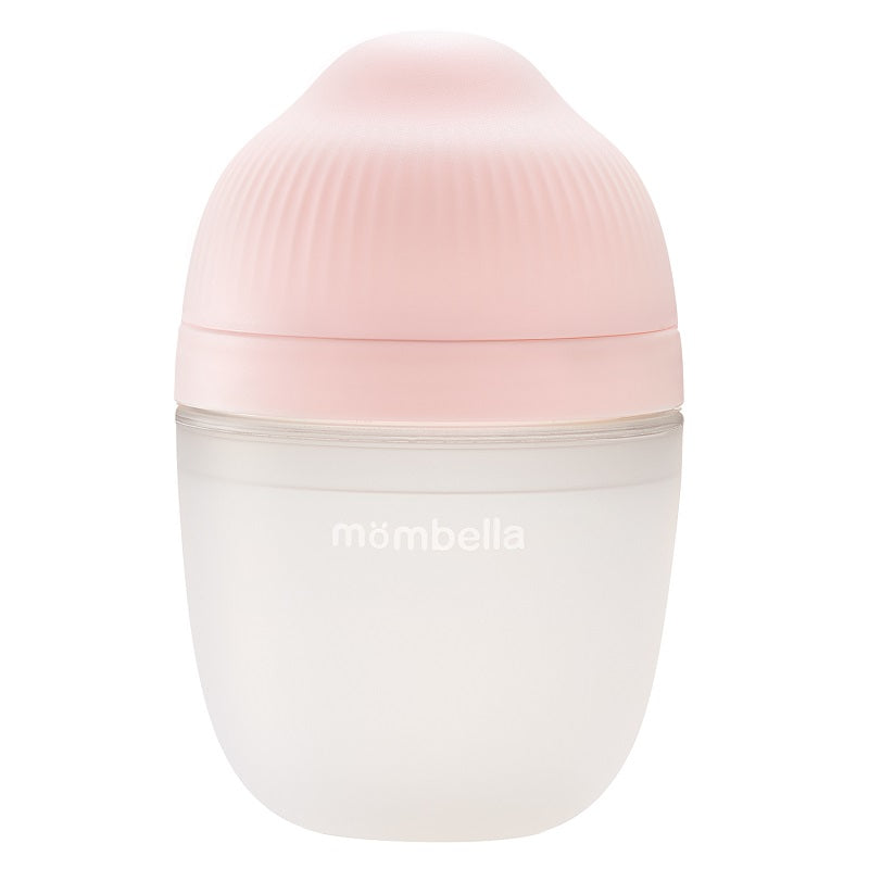 Biberon Anticolici Mombella Breast-Like, 210ml, Tetina M flux mediu, 100% Silicon, Old Roze - gogobaby.ro