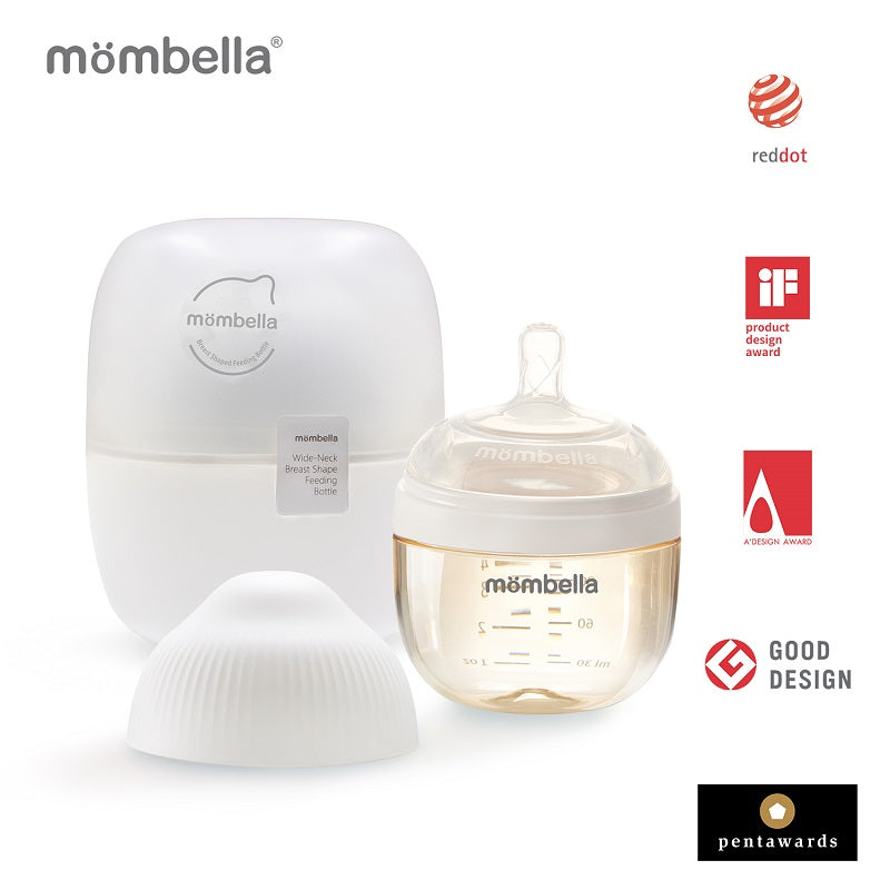 Biberon Anticolici Mombella Breast-Like, 120ml, Tetina S flux lent, PPSU, Ivory - gogobaby.ro