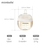 Biberon Anticolici Mombella Breast-Like, 120ml, Tetina S flux lent, PPSU, Ivory