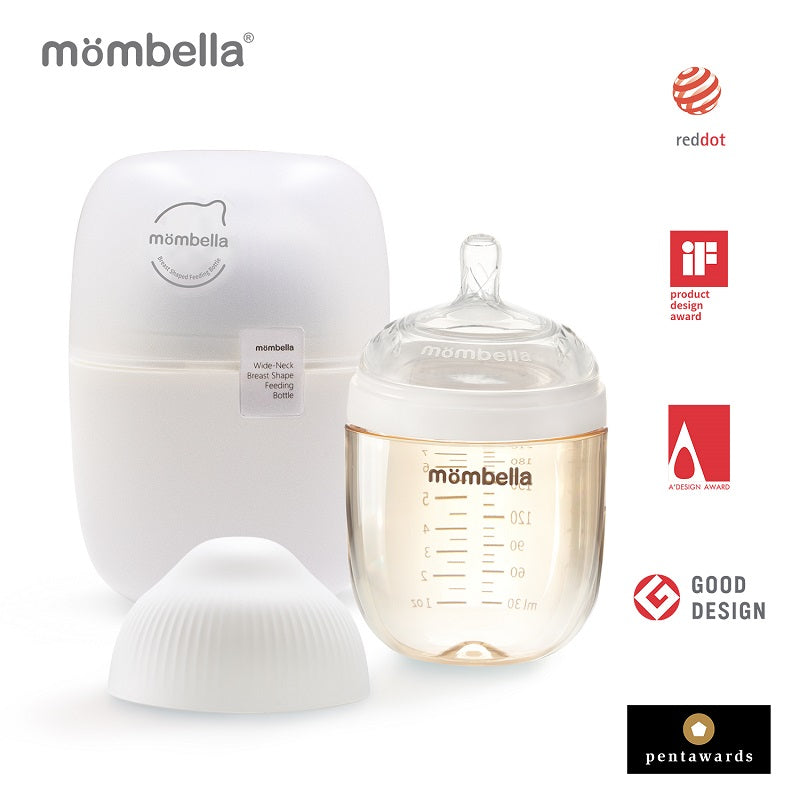 Biberon Anticolici Mombella Breast-Like, 210ml, Tetina M flux mediu, PPSU, Ivory - gogobaby.ro