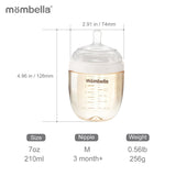 Biberon Anticolici Mombella Breast-Like, 210ml, Tetina M flux mediu, PPSU, Ivory