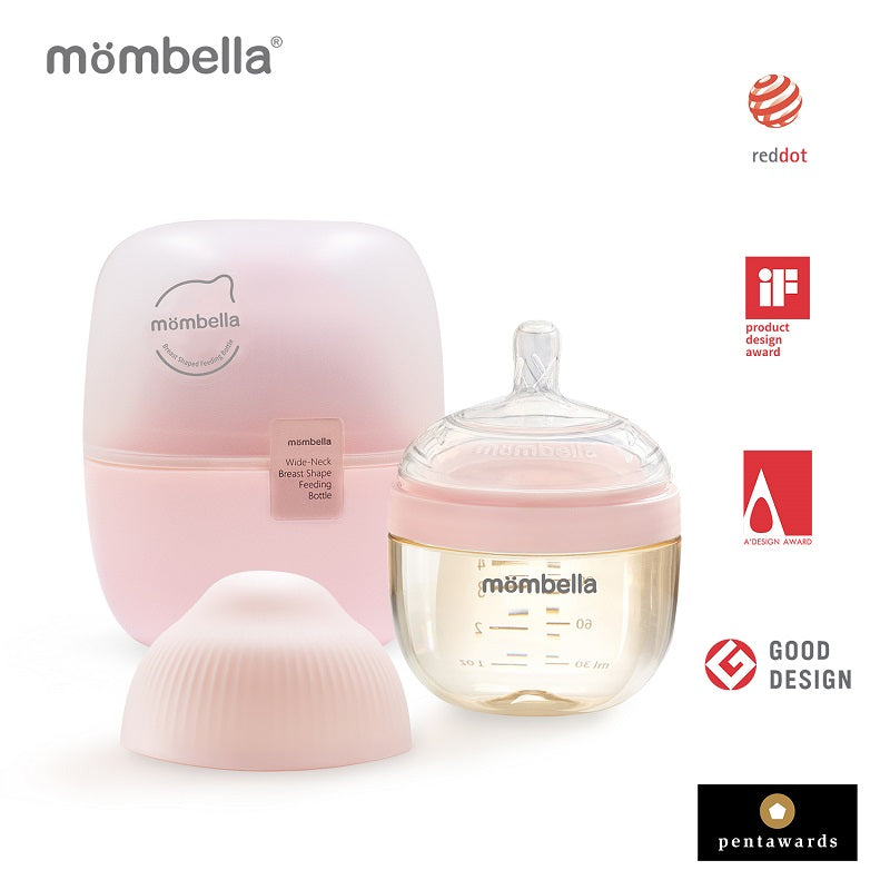 Biberon Anticolici Mombella Breast-Like, 120ml, Tetina S flux lent, PPSU, Old Roze - gogobaby.ro