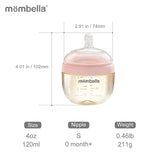 Biberon Anticolici Mombella Breast-Like, 120ml, Tetina S flux lent, PPSU, Old Roze