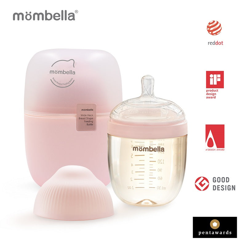 Biberon Anticolici Mombella Breast-Like, 210ml, Tetina M flux mediu, PPSU,Old Roze - gogobaby.ro