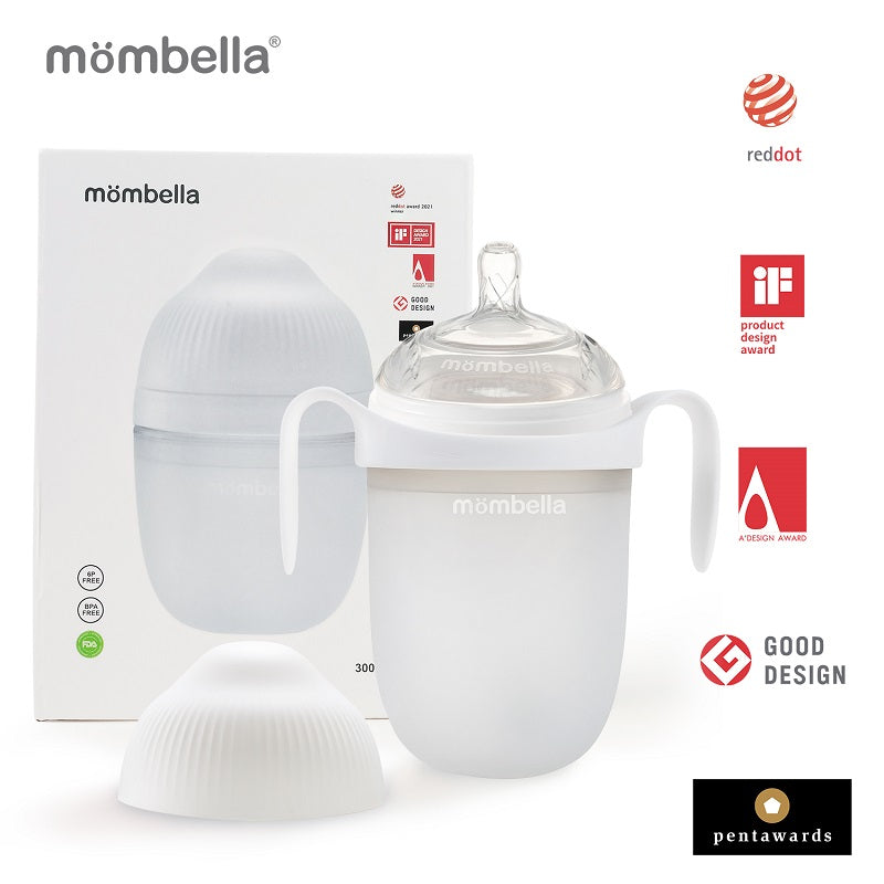 Biberon Anticolici Mombella Breast-Like, 300ml, Tetina 360Ã‚Â° XL Flux Consistent, 100% Silicon, Ivory - gogobaby.ro