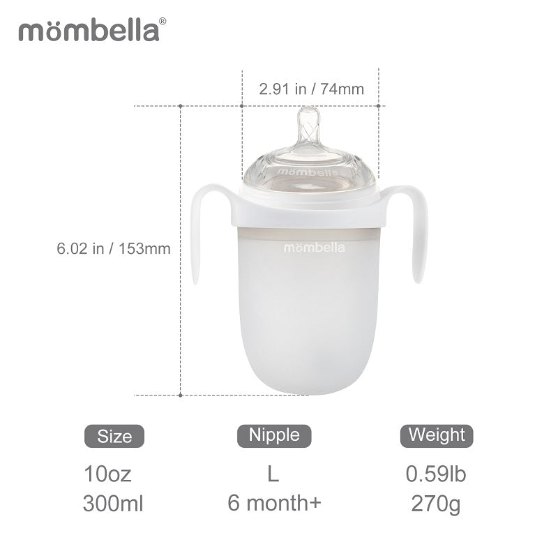Biberon Anticolici Mombella Breast-Like, 300ml, Tetina 360Ã‚Â° XL Flux Consistent, 100% Silicon, Ivory - gogobaby.ro
