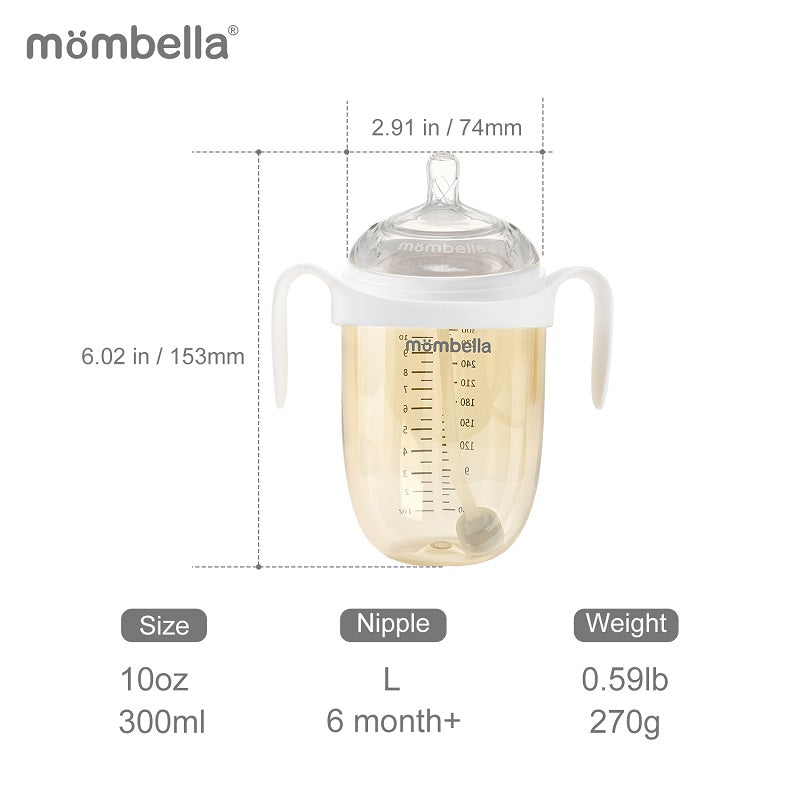 Biberon Anticolici Mombella Breast-Like, 300ml, Tetina 360Ã‚Â° XL Flux Consistent, PPSU, Ivory - gogobaby.ro