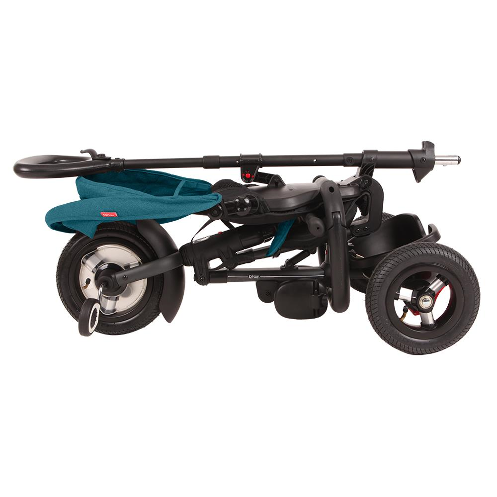 Tricicleta cu roti de cauciuc Qplay Rito Rubber Albastru Deschis - gogobaby.ro