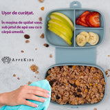 Caserola compartimentata din silicon cu ventuza, AppeKids Magic Box - Aqua Blue