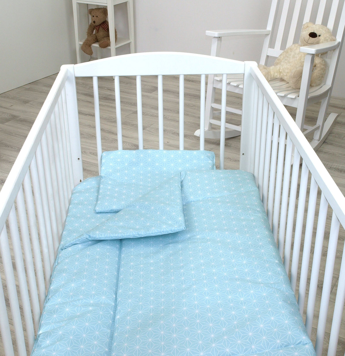 Jolie Lenjerie 3 piese Geometric Turquoise, 120*60cm - gogobaby.ro