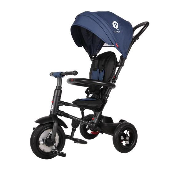 Tricicleta cu roti de cauciuc Qplay Rito Rubber Albastru Inchis - gogobaby.ro