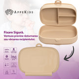Caserola compartimentata din silicon cu ventuza, AppeKids Magic Box - Bubble Beige