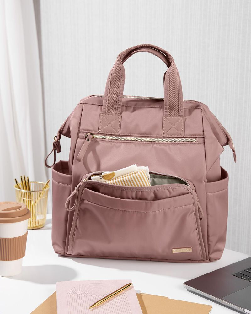 Skip Hop - Geanta pentru scutece tip rucsac, cu deschidere larga - Dusty Rose - gogobaby.ro