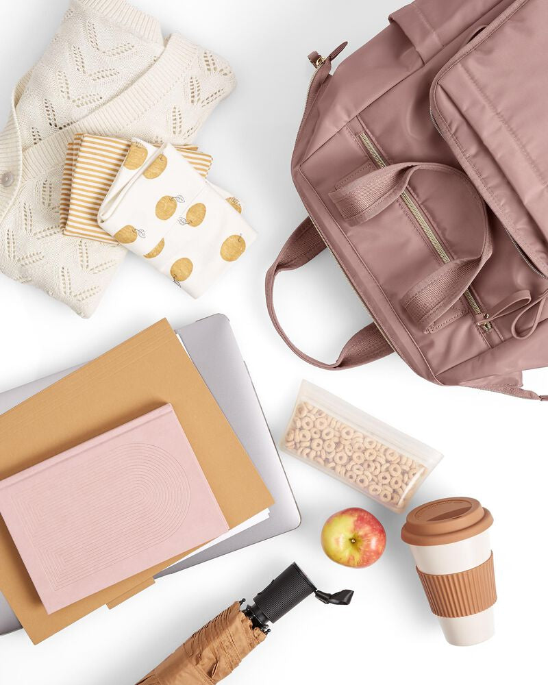 Skip Hop - Geanta pentru scutece tip rucsac, cu deschidere larga - Dusty Rose - gogobaby.ro