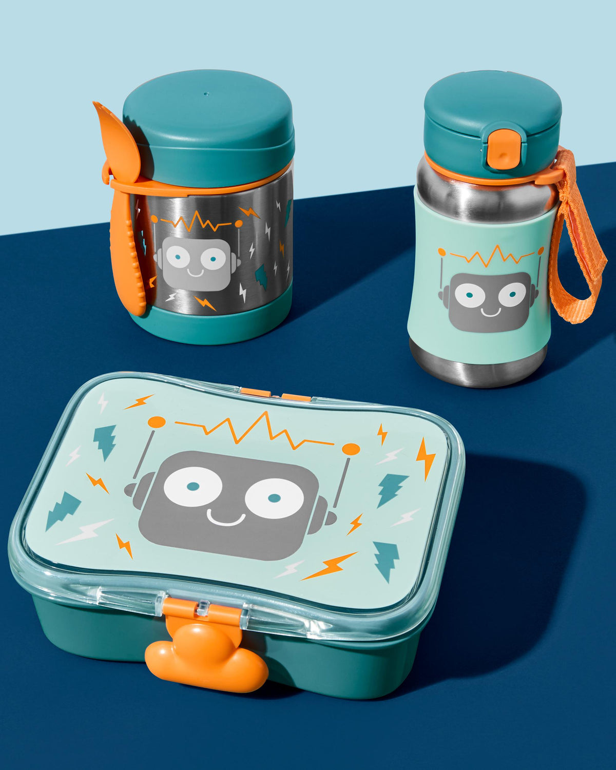 Skip Hop Sticla cu pai din otel inoxidabil Spark - Robot - gogobaby.ro