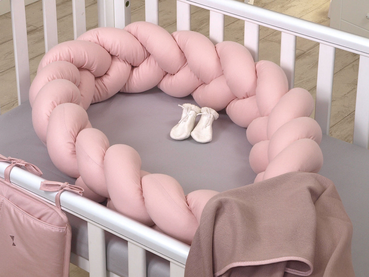 Jolie Protectie impletita pentru patut si Baby nest Pure Rose, 210*21 cm - gogobaby.ro