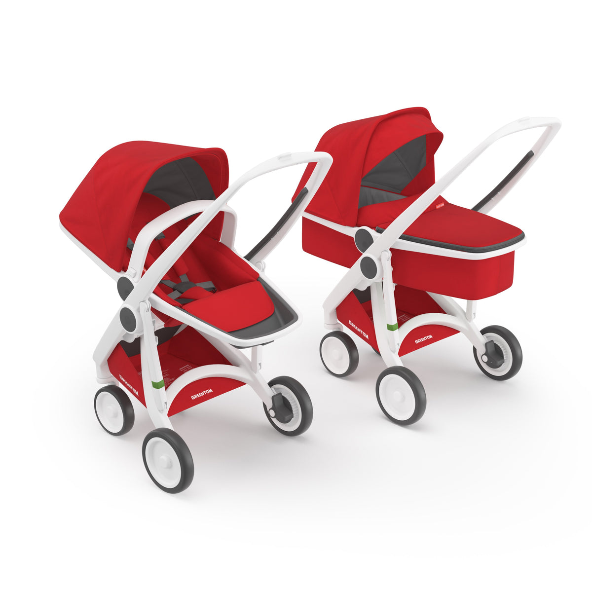 Carucior 2 in 1, Greentom, 100% Ecologic, White Red - gogobaby.ro