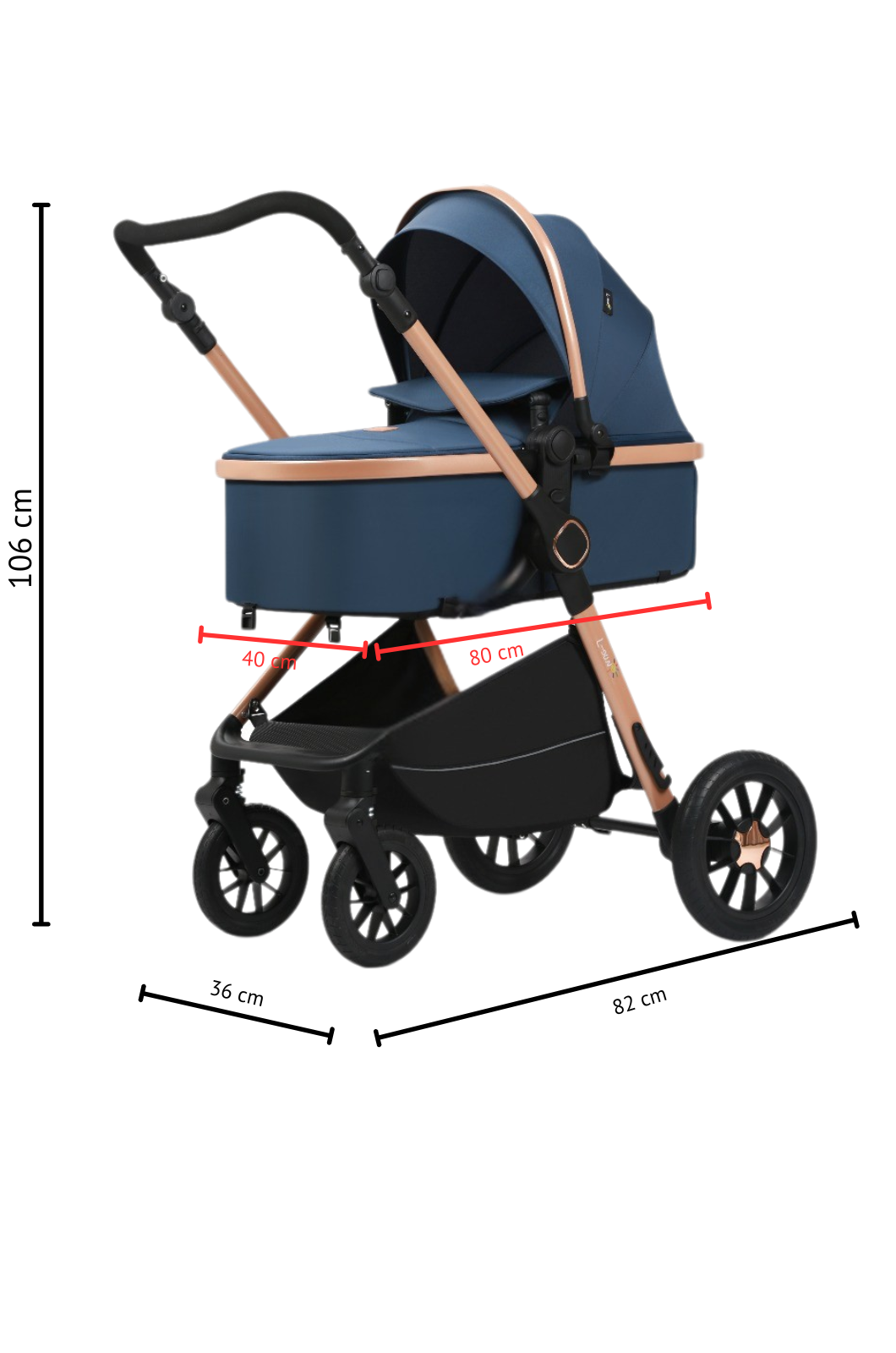 Carucior L-Sun Marina 3 in 1 ALBASTRU