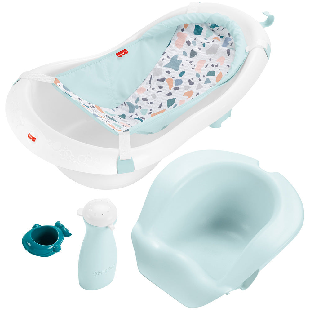 Cadita de baie pentru copii Fisher Price 4 in 1 Sling and Seat Tub blue
