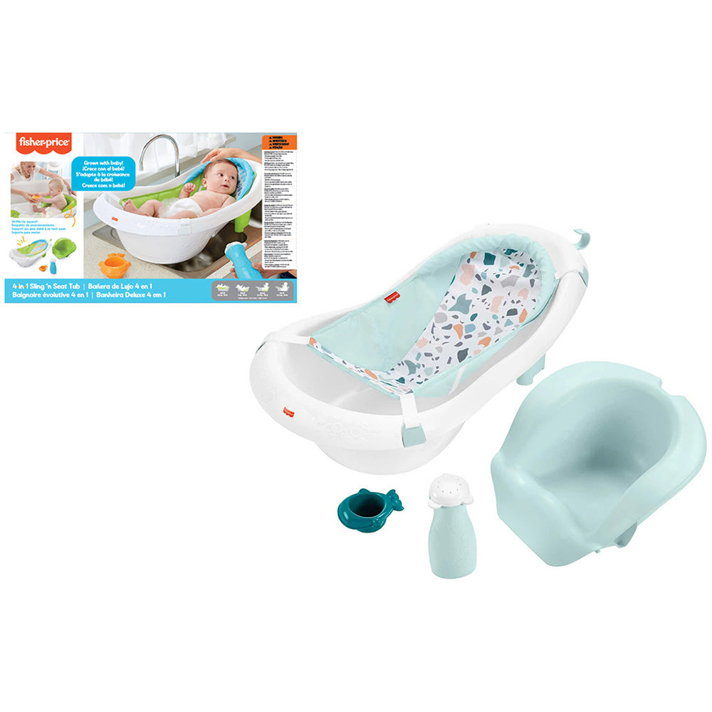 Cadita de baie pentru copii Fisher Price 4 in 1 Sling and Seat Tub blue