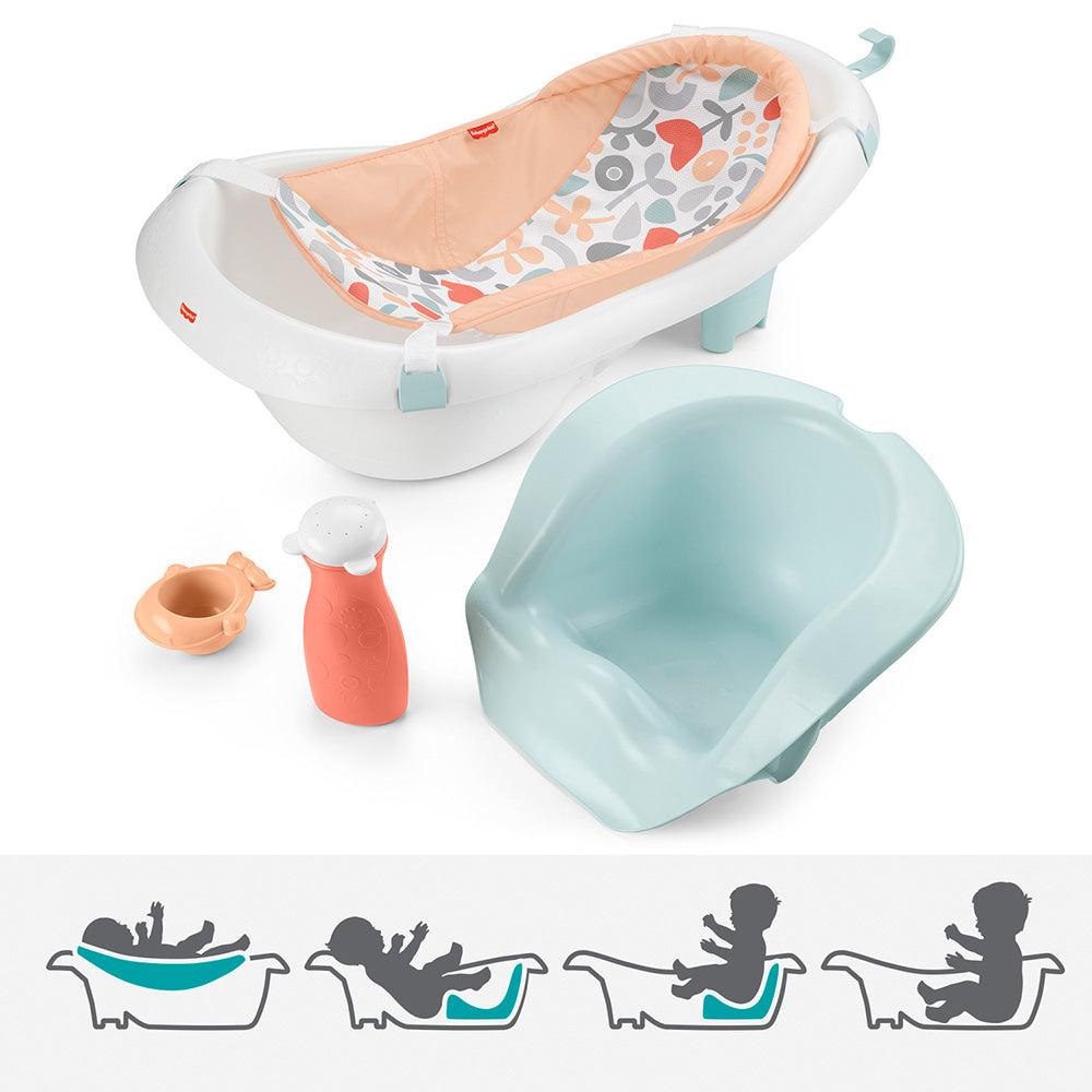 Cadita de baie pentru copii Fisher Price 4 in 1 Sling and Seat Tub orange