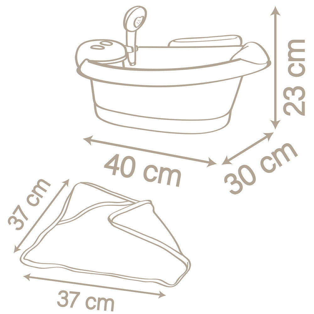 Cadita pentru papusa Smoby Baby Nurse Baleno Bath roz cu accesorii